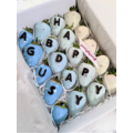 20pcs Ombre Blue Chocolate Strawberries Gift Box (Custom Wording)